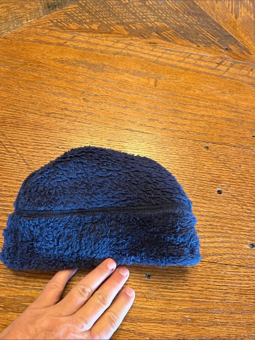 Patagonia Kids Navy Fleece Bear-Ear Beanie circumference approx 19”